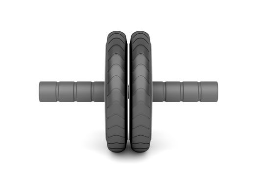 Abdominal toning wheel on white background