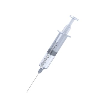 Medical syringe injected on white ground 