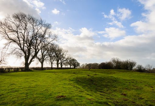Rural landscape in winter in England, UK