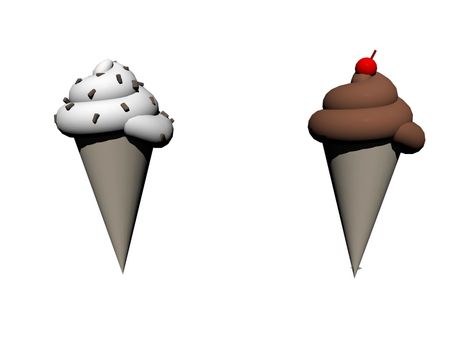 Various ice cream cones isolated in white background