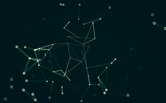 Abstract polygonal space low poly dark background with connecting dots and lines. Connection structure. 3d rendering