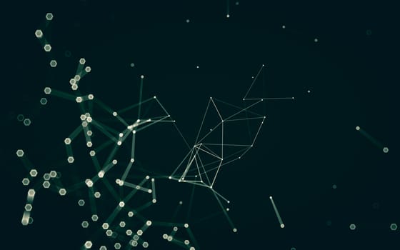 Abstract polygonal space low poly dark background with connecting dots and lines. Connection structure. 3d rendering