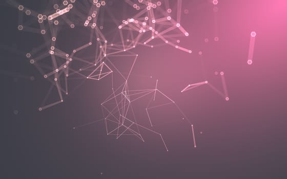 Abstract polygonal space low poly dark background with connecting dots and lines. Connection structure. 3d rendering