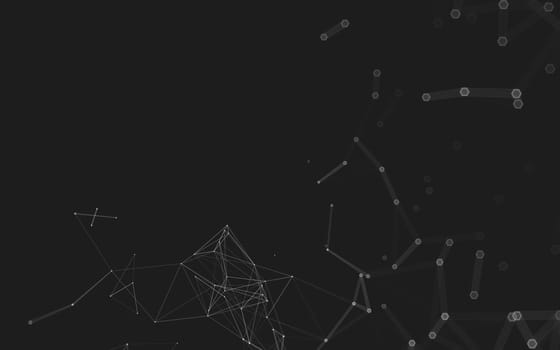 Abstract polygonal space low poly dark background with connecting dots and lines. Connection structure. 3d rendering