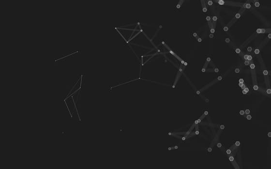 Abstract polygonal space low poly dark background with connecting dots and lines. Connection structure. 3d rendering