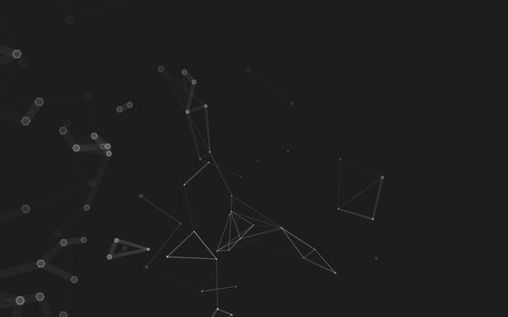 Abstract polygonal space low poly dark background with connecting dots and lines. Connection structure. 3d rendering