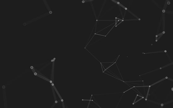 Abstract polygonal space low poly dark background with connecting dots and lines. Connection structure. 3d rendering