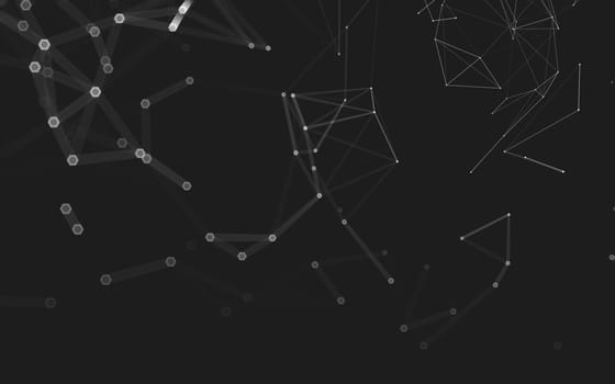 Abstract polygonal space low poly dark background with connecting dots and lines. Connection structure. 3d rendering