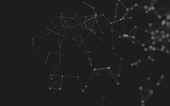 Abstract polygonal space low poly dark background with connecting dots and lines. Connection structure. 3d rendering