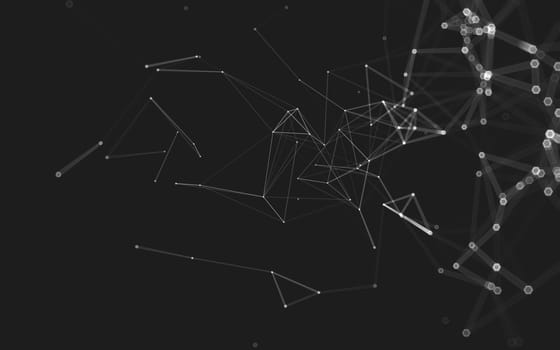 Abstract polygonal space low poly dark background with connecting dots and lines. Connection structure. 3d rendering