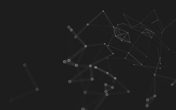 Abstract polygonal space low poly dark background with connecting dots and lines. Connection structure. 3d rendering