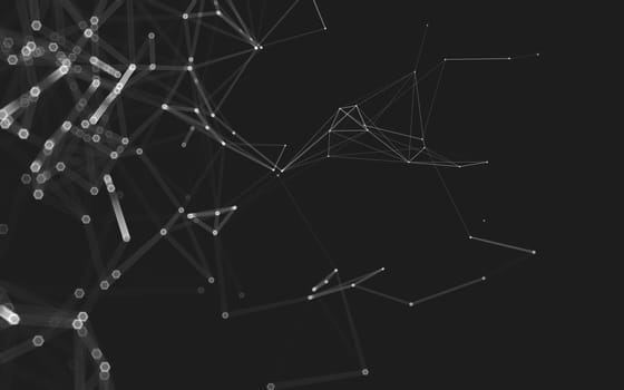 Abstract polygonal space low poly dark background with connecting dots and lines. Connection structure. 3d rendering