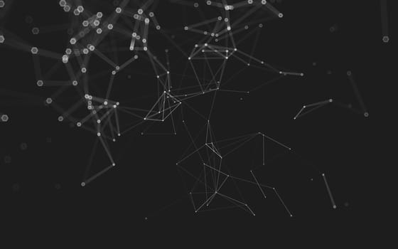 Abstract polygonal space low poly dark background with connecting dots and lines. Connection structure. 3d rendering