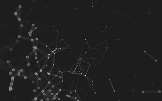 Abstract polygonal space low poly dark background with connecting dots and lines. Connection structure. 3d rendering