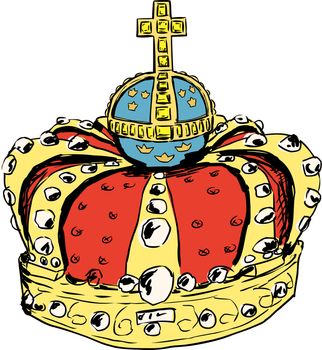 Sketch of royal crown worn by Swedish Queen Lovisa Ulrika in the 18th century