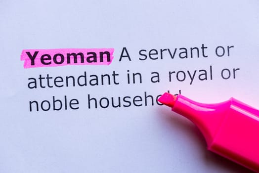 yeoman word highlighted on the white background