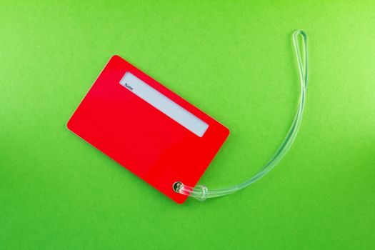 Name Tag for Luggage isolated on green background 