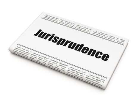 Law concept: newspaper headline Jurisprudence on White background, 3D rendering