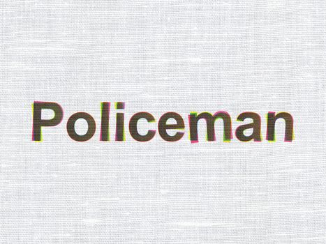 Law concept: CMYK Policeman on linen fabric texture background