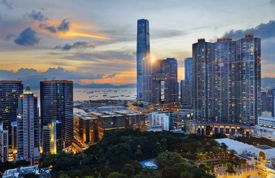 Hong Kong Modern City sunset