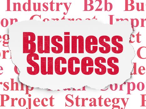 Finance concept: Painted red text Business Success on Torn Paper background with  Tag Cloud