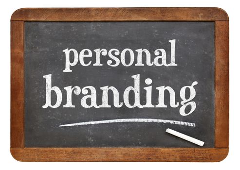 personal branding  - white chalk text on a vintage slate blackboard