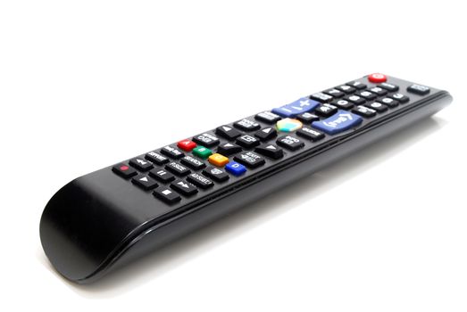 Black TV Remote Control Isolated on White