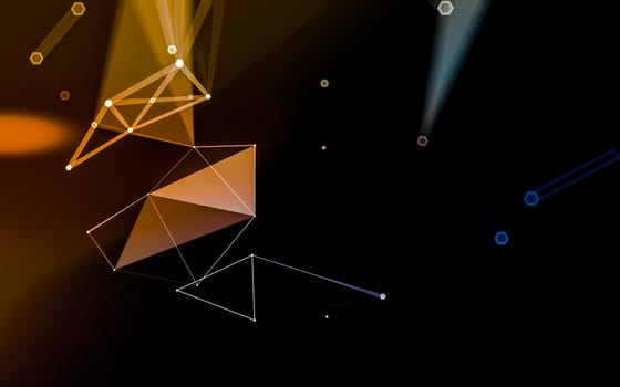 Abstract polygonal space low poly dark background with connecting dots and lines. Connection structure. 3d rendering