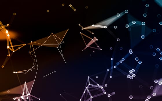 Abstract polygonal space low poly dark background with connecting dots and lines. Connection structure. 3d rendering