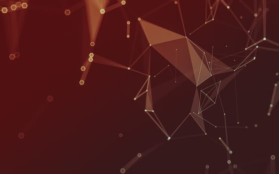 Abstract polygonal space low poly dark background with connecting dots and lines. Connection structure. 3d rendering