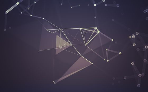 Abstract polygonal space low poly dark background with connecting dots and lines. Connection structure. 3d rendering