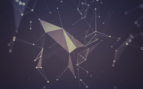 Abstract polygonal space low poly dark background with connecting dots and lines. Connection structure. 3d rendering