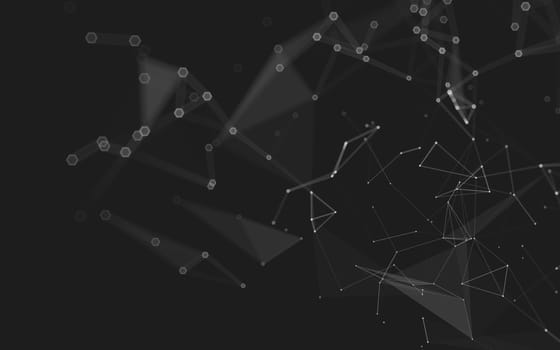 Abstract polygonal space low poly dark background with connecting dots and lines. Connection structure. 3d rendering