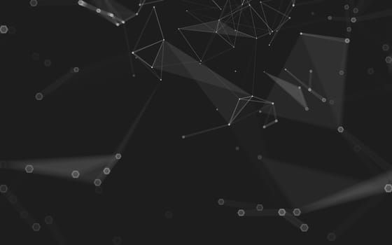 Abstract polygonal space low poly dark background with connecting dots and lines. Connection structure. 3d rendering