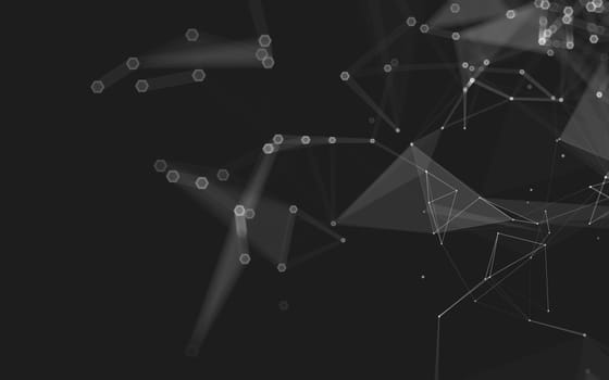 Abstract polygonal space low poly dark background with connecting dots and lines. Connection structure. 3d rendering