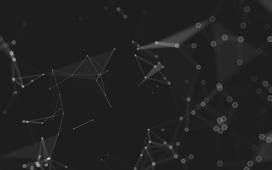 Abstract polygonal space low poly dark background with connecting dots and lines. Connection structure. 3d rendering