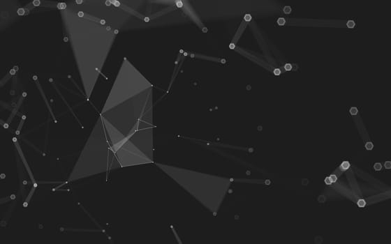 Abstract polygonal space low poly dark background with connecting dots and lines. Connection structure. 3d rendering