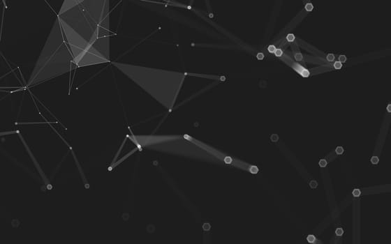 Abstract polygonal space low poly dark background with connecting dots and lines. Connection structure. 3d rendering