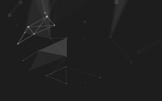 Abstract polygonal space low poly dark background with connecting dots and lines. Connection structure. 3d rendering