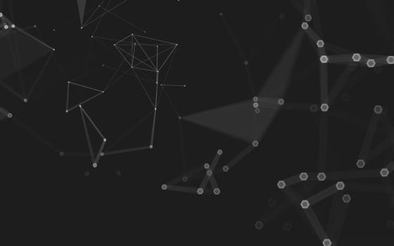 Abstract polygonal space low poly dark background with connecting dots and lines. Connection structure. 3d rendering