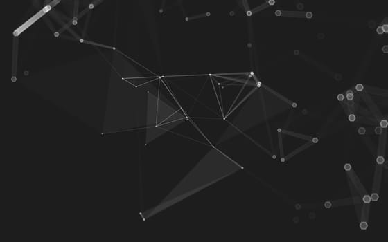 Abstract polygonal space low poly dark background with connecting dots and lines. Connection structure. 3d rendering