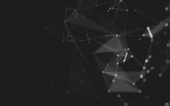 Abstract polygonal space low poly dark background with connecting dots and lines. Connection structure. 3d rendering