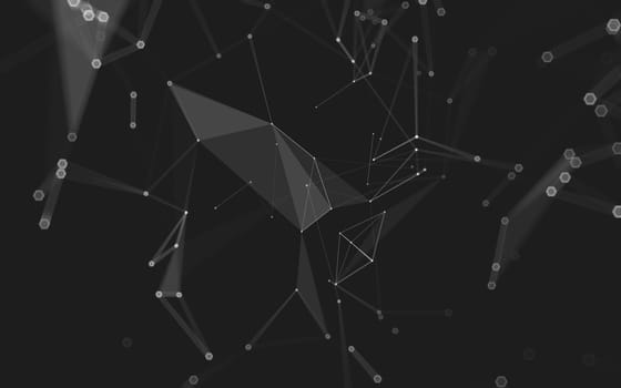 Abstract polygonal space low poly dark background with connecting dots and lines. Connection structure. 3d rendering