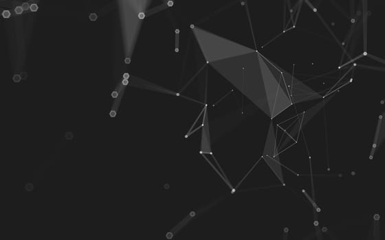 Abstract polygonal space low poly dark background with connecting dots and lines. Connection structure. 3d rendering