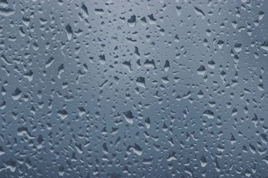 rain, water drops on the window, blue