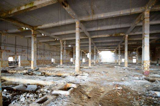 ruins of a very heavily polluted industrial factory, place was known as one of the most polluted towns in Europe, industrial series