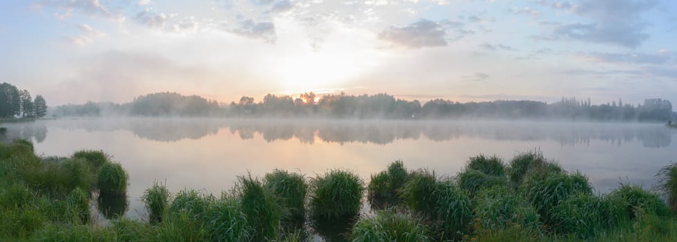 blue lake with cloudy sky, nature series