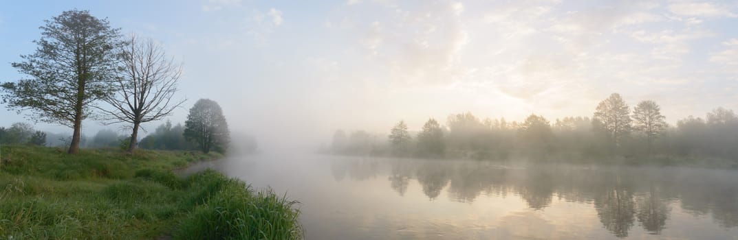 blue lake with cloudy sky, nature series