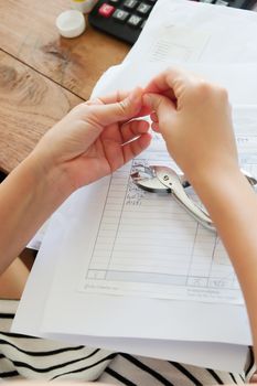 Work hard, business women working at her desk