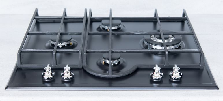 the New and modern shining metal gas cooker